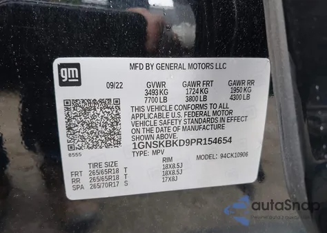 2023 Chevrolet Suburban 4Wd Ls z USA, uszkodzony, nr VIN 1GNSKBKD9PR154654